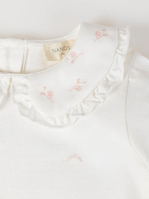 OFF-WHITE EMBROIDERED COLLAR COMBINED T-SHIRT