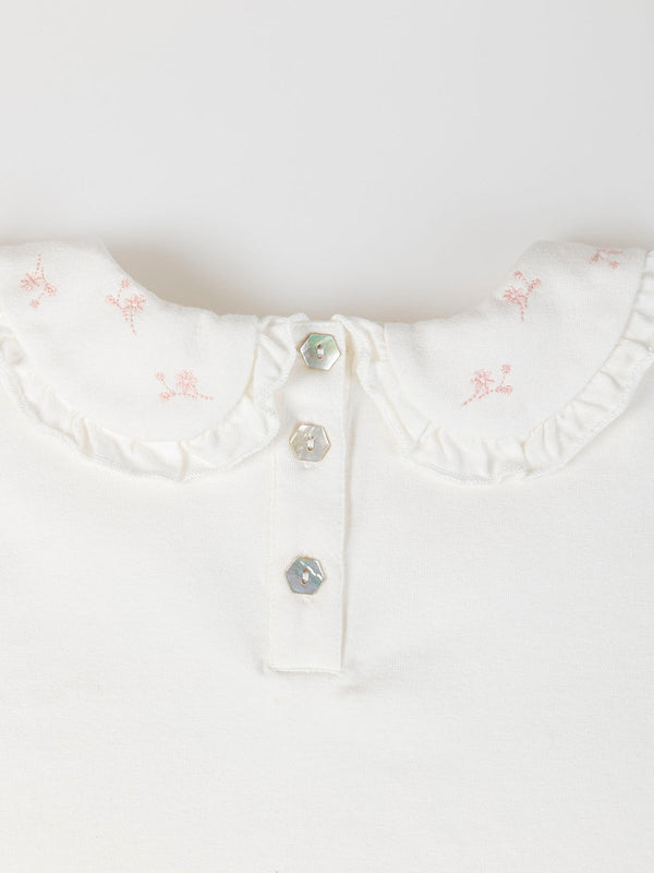 OFF-WHITE EMBROIDERED COLLAR COMBINED T-SHIRT