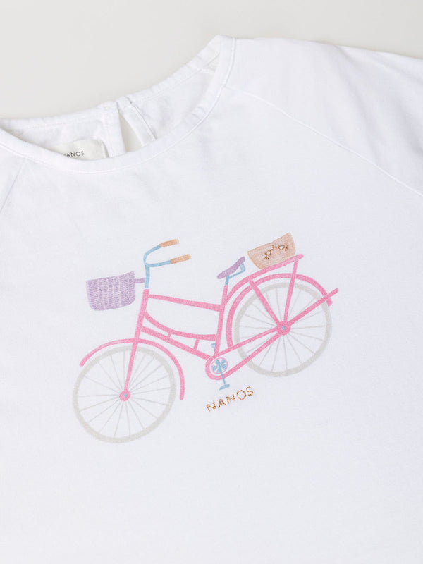 CAMISETA COMBINADA ESTAMPADO BICI  BLANCO ROTO