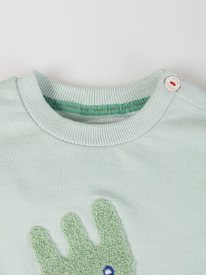 HAPPY GREEN RAKE POSITIONAL PRINT SWEATSHIRT