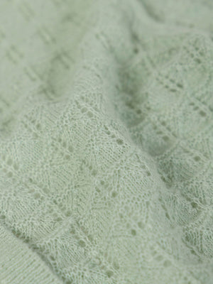 OPENWORK KNITTED CARDIGAN WITH LIGHT GREEN FANTASY BUTTON