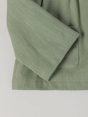 LINEN COTTON JACKET WITH MEDIUM GREEN FLOWER LINING