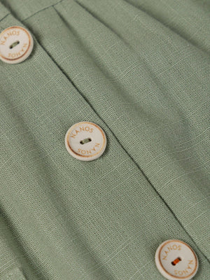 LINEN COTTON JACKET WITH MEDIUM GREEN FLOWER LINING