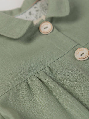 LINEN COTTON JACKET WITH MEDIUM GREEN FLOWER LINING