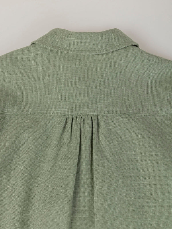 LINEN COTTON JACKET WITH MEDIUM GREEN FLOWER LINING