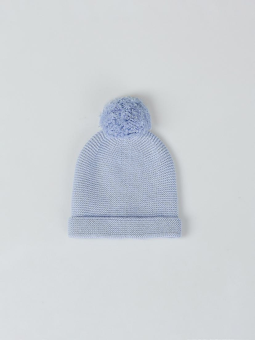 Gorro punto pompon azul