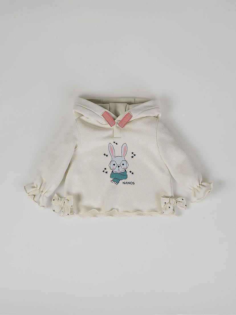 Sudadera capucha estampado rabbit blanco