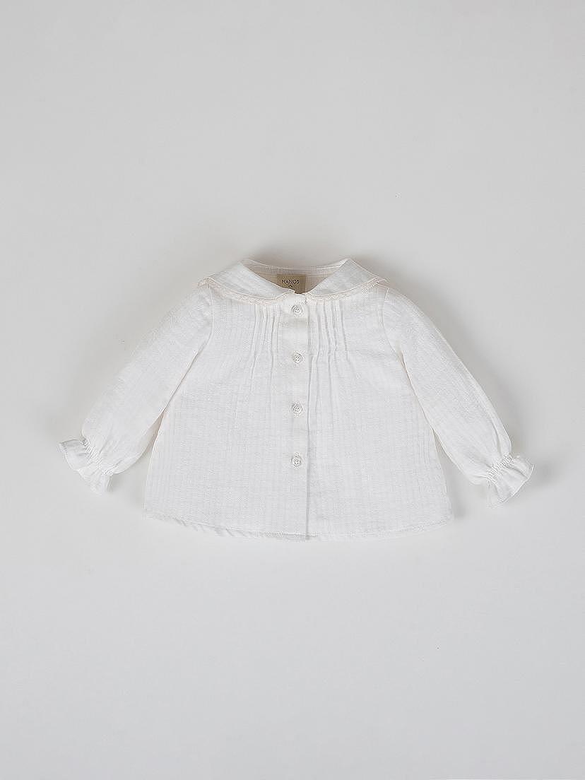 Camisa pinzas cuello puntilla blanco