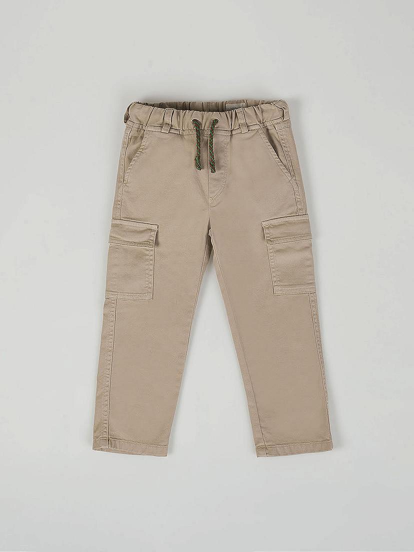 Pantalón cargo cinturilla cordones beige