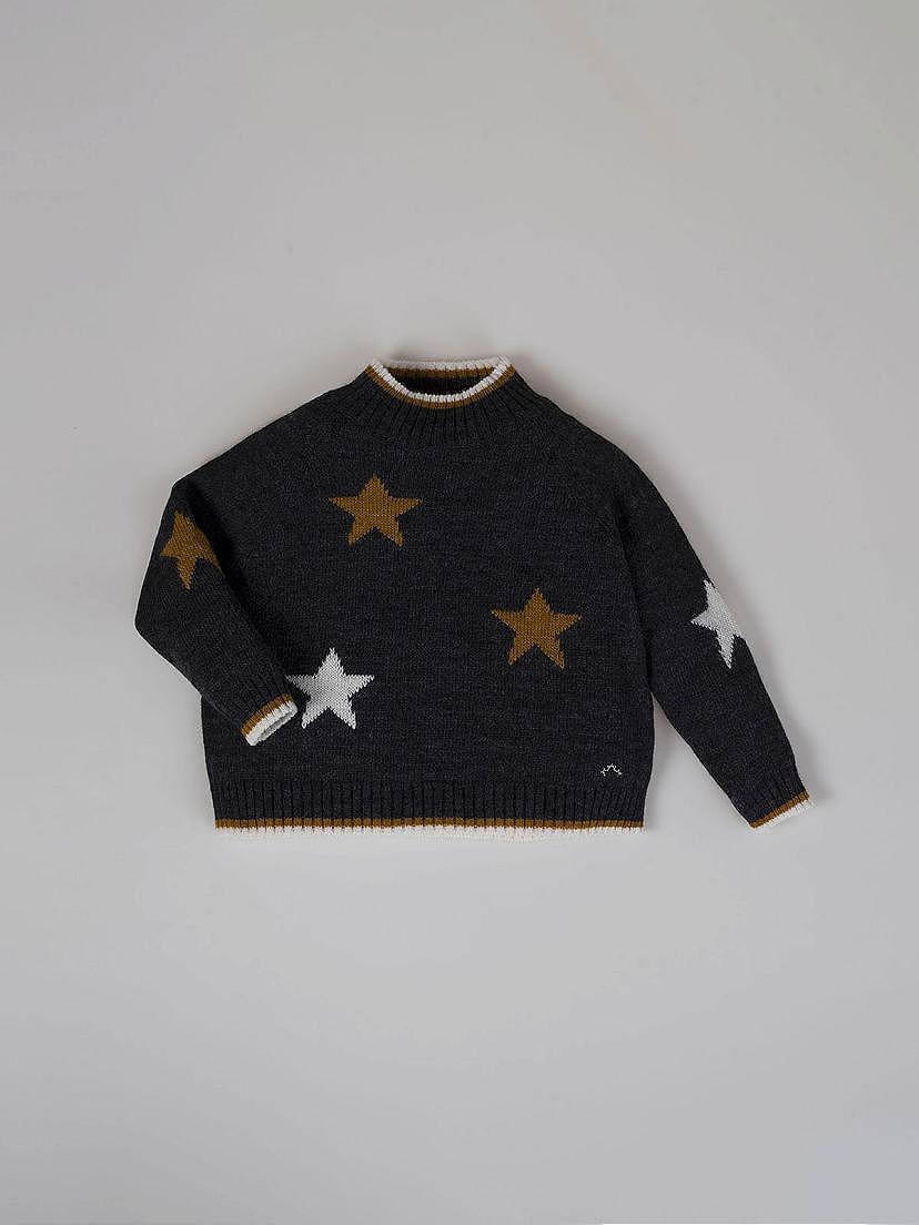 Jersey intarsia estrella contraste gris