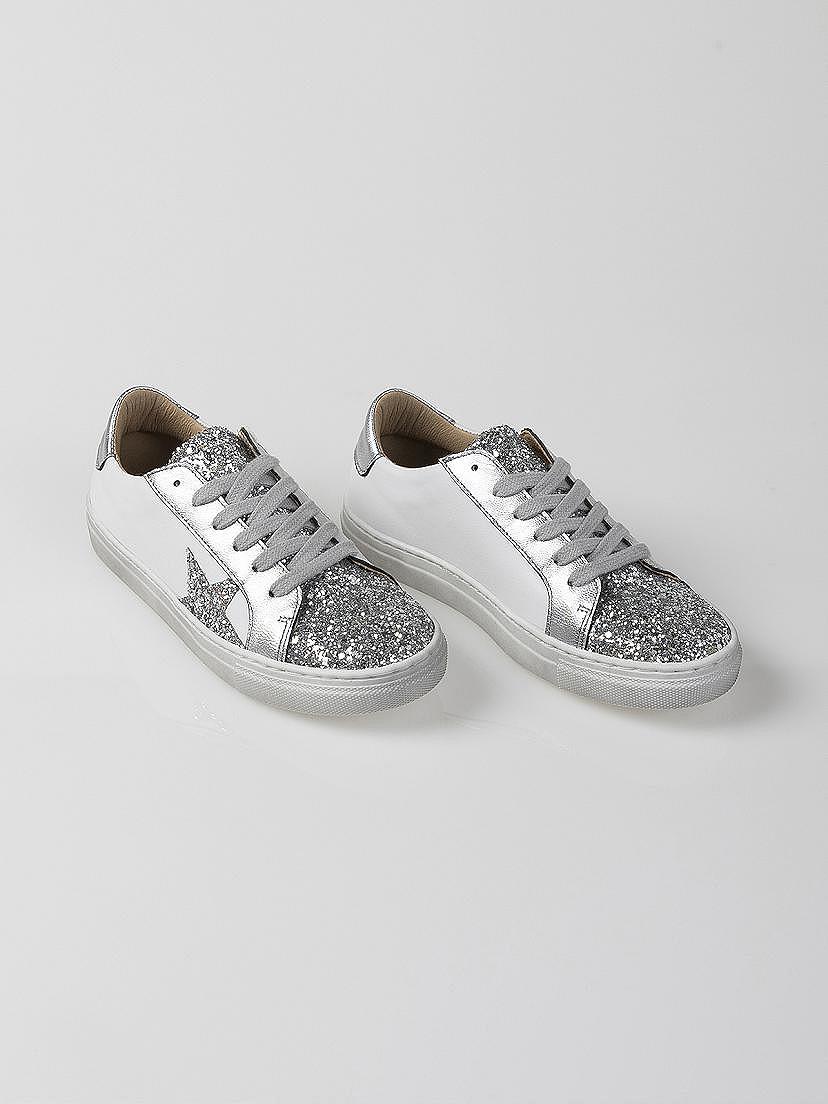 Zapatilla estrella glitter blanco