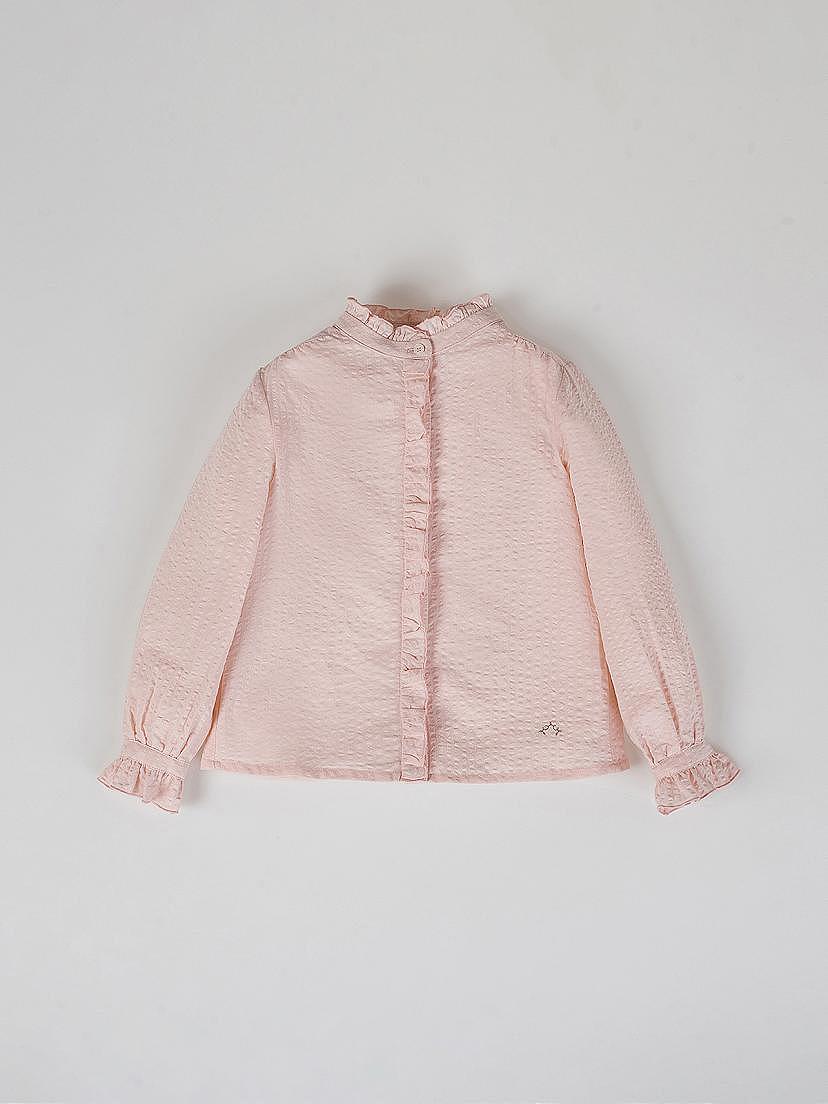 Blusa volantes rosa empolvado