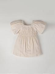 NANOS / BAMBINA / Vestiti / VESTIDO CEREMONIA FRUNCE RAYAS BRILLO BLANCO ROTO / 56240125255101