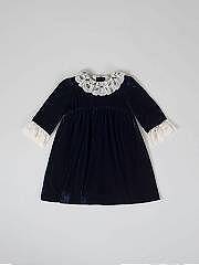 NANOS / BAMBINA / Vestiti / VESTIDO TERCIOPELO CUELLO Y PUÑOS PUNTILLA AZUL MA / 56240125943719